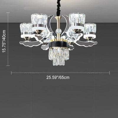 Modern Luxury Stainless Steel Acrylic Crystal Cylinder Lampshade LED Chandelier For Dining Room