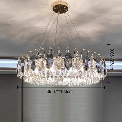 Modern Luxury Dome Round Hardware Crystal Lampshade 6/8/10/12 - Light Chandelier For Living Room