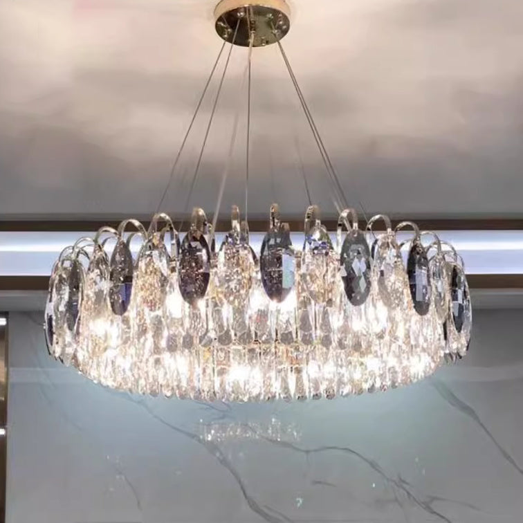 Modern Luxury Dome Round Hardware Crystal Lampshade 6/8/10/12 - Light Chandelier For Living Room