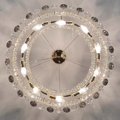 Modern Luxury Dome Round Hardware Crystal Lampshade 6/8/10/12 - Light Chandelier For Living Room