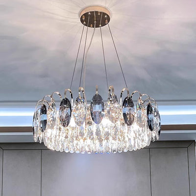 Modern Luxury Dome Round Hardware Crystal Lampshade 6/8/10/12 - Light Chandelier For Living Room