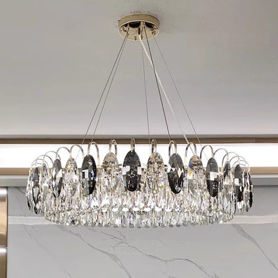 Modern Luxury Dome Round Hardware Crystal Lampshade 6/8/10/12 - Light Chandelier For Living Room