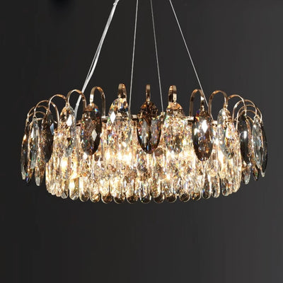 Modern Luxury Dome Round Hardware Crystal Lampshade 6/8/10/12 - Light Chandelier For Living Room