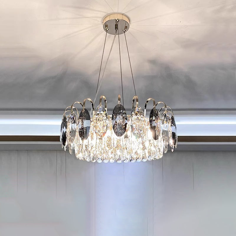 Modern Luxury Dome Round Hardware Crystal Lampshade 6/8/10/12 - Light Chandelier For Living Room