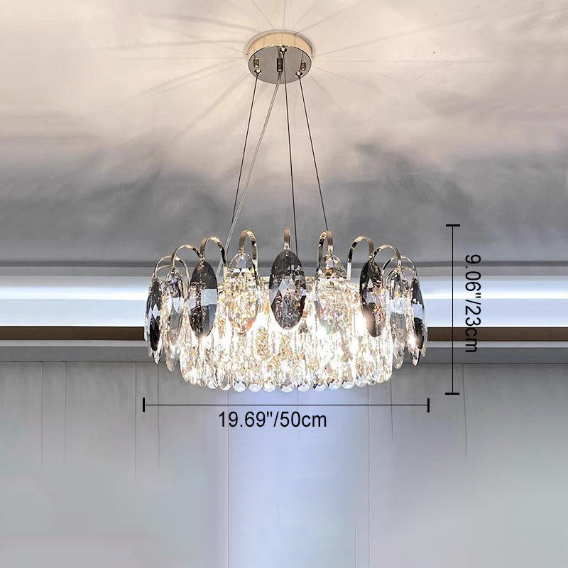 Modern Luxury Dome Round Hardware Crystal Lampshade 6/8/10/12 - Light Chandelier For Living Room