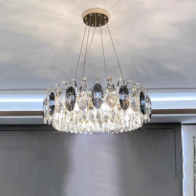 Modern Luxury Dome Round Hardware Crystal Lampshade 6/8/10/12 - Light Chandelier For Living Room