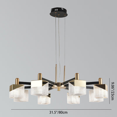 Contemporary Nordic Dome Cube Blocks Aluminum Acrylic Lampshade Iron LED Chandelier For Living Room