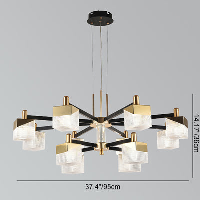 Contemporary Nordic Dome Cube Blocks Aluminum Acrylic Lampshade Iron LED Chandelier For Living Room