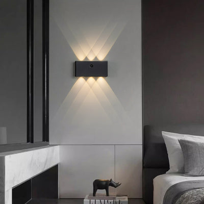 Modern Minimalist Human Body Sensing Rectangle Full Aluminum LED Wall Sconce Lamp For Living Room