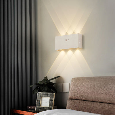 Modern Minimalist Human Body Sensing Rectangle Full Aluminum LED Wall Sconce Lamp For Living Room