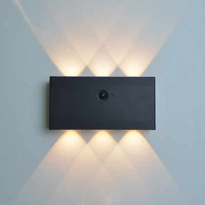 Modern Minimalist Human Body Sensing Rectangle Full Aluminum LED Wall Sconce Lamp For Living Room