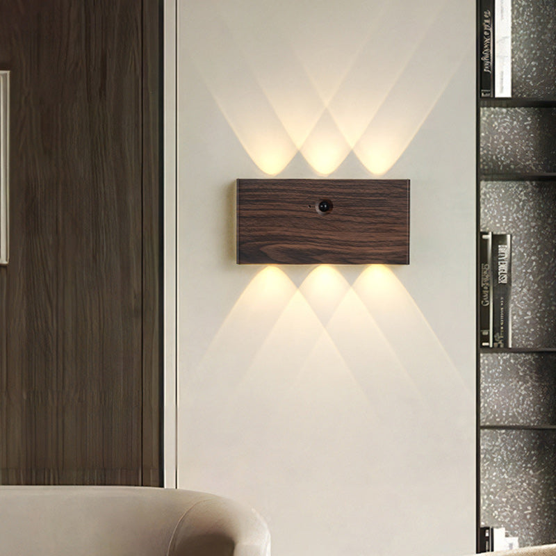 Modern Minimalist Human Body Sensing Rectangle Full Aluminum LED Wall Sconce Lamp For Living Room