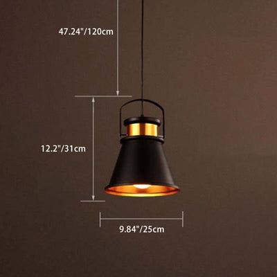 Contemporary Industrial Full Iron Lampshade Hardware 1 - Light Pendant Light For Dining Room