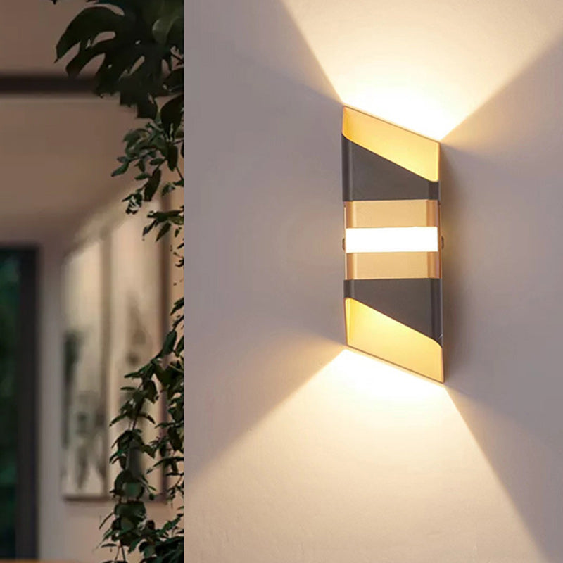 Modern Simplicity Waterproof Rectangle Up And Down Beam Aluminum LED Wall Sconce Lamp For Outdoor Patio