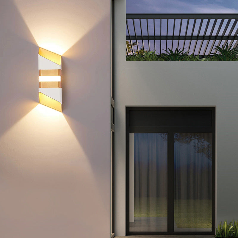 Modern Simplicity Waterproof Rectangle Up And Down Beam Aluminum LED Wall Sconce Lamp For Outdoor Patio