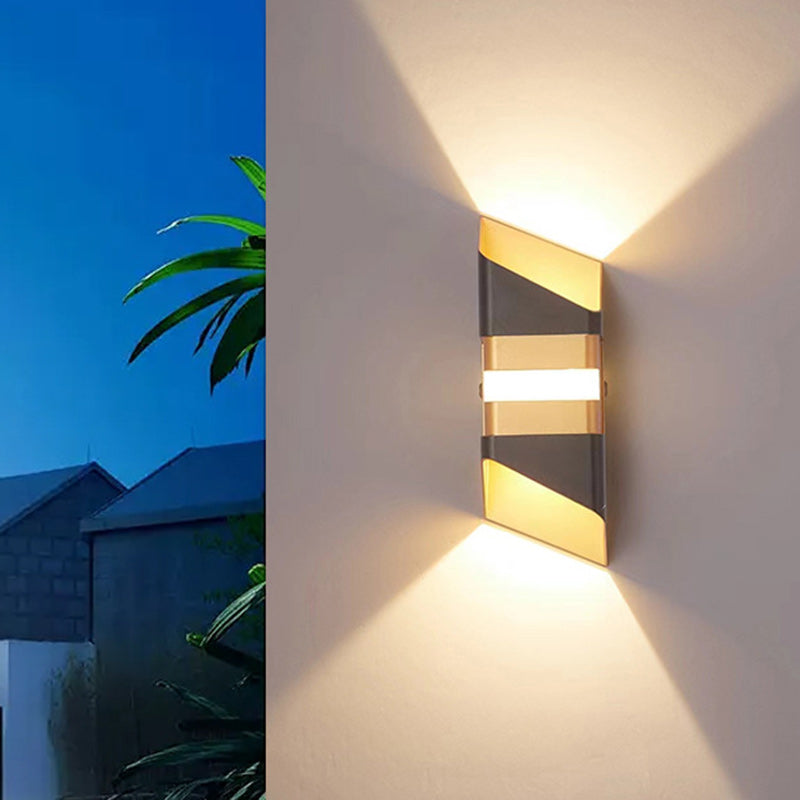 Modern Simplicity Waterproof Rectangle Up And Down Beam Aluminum LED Wall Sconce Lamp For Outdoor Patio