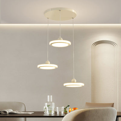 Contemporary Nordic Round Acrylic Lampshade Iron LED Chandelier For Dining Room