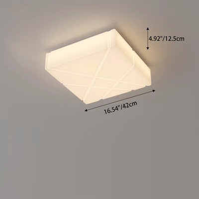 Contemporary Nordic Square Cream Rotational Molding Lampshade Iron LED Flush Mount Ceiling Light For Bedroom