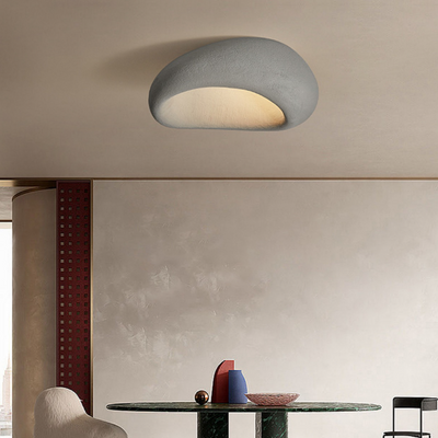 Contemporary Scandinavian Polystyrene Lampshade 1 - Light Flush Mount Ceiling Light For Living Room