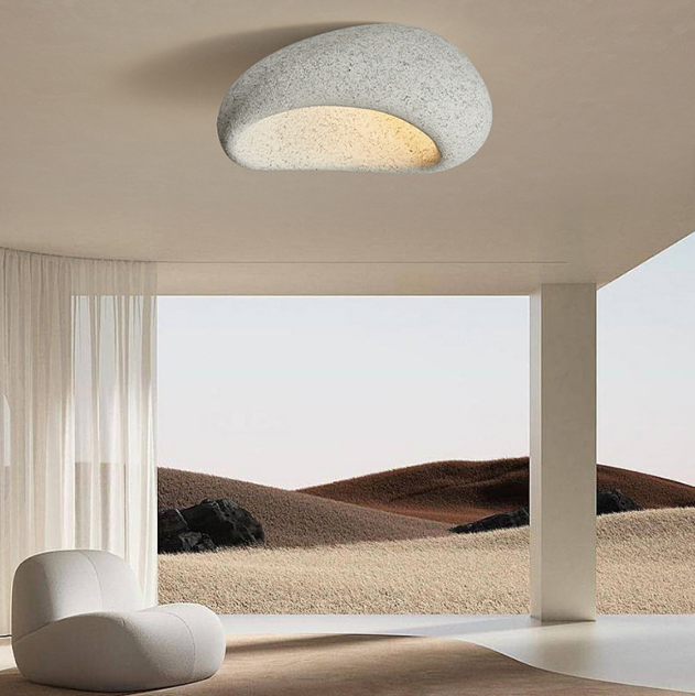 Contemporary Scandinavian Polystyrene Lampshade 1 - Light Flush Mount Ceiling Light For Living Room