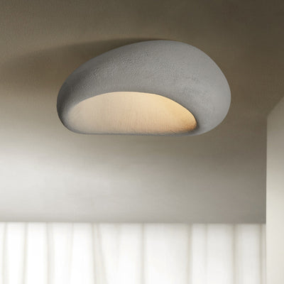 Contemporary Scandinavian Polystyrene Lampshade 1 - Light Flush Mount Ceiling Light For Living Room