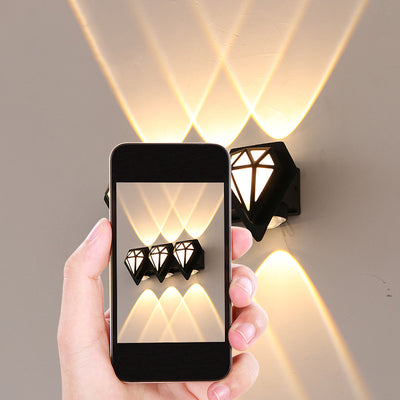 Contemporary Creative Waterproof Aluminum Diamond Shape LED Wall Sconce Lamp For Outdoor Patio