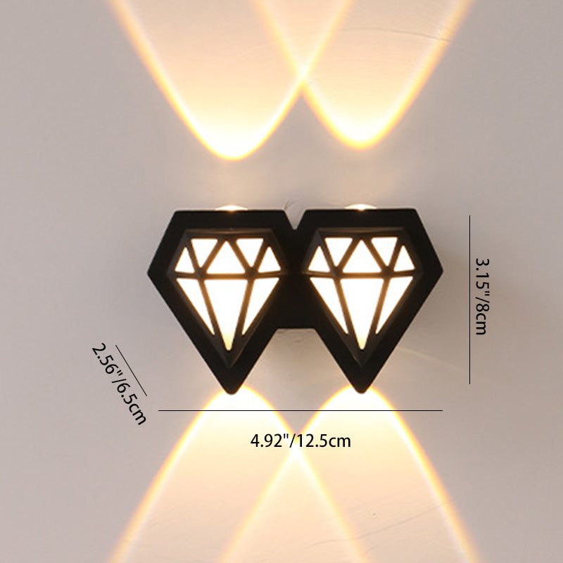 Contemporary Creative Waterproof Aluminum Diamond Shape LED Wall Sconce Lamp For Outdoor Patio