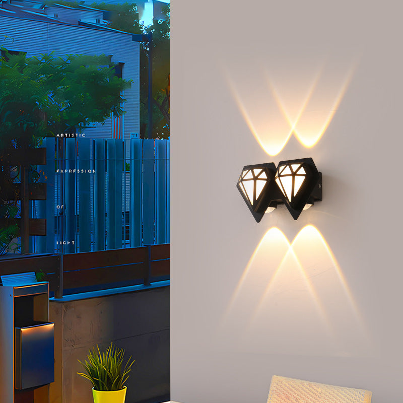 Contemporary Creative Waterproof Aluminum Diamond Shape LED Wall Sconce Lamp For Outdoor Patio