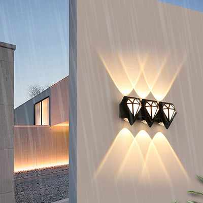 Contemporary Creative Waterproof Aluminum Diamond Shape LED Wall Sconce Lamp For Outdoor Patio