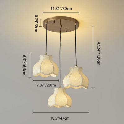 Lámpara de Araña de 6/9 Luces de Vidrio de Cobre de Loto Chino Tradicional para Comedor 