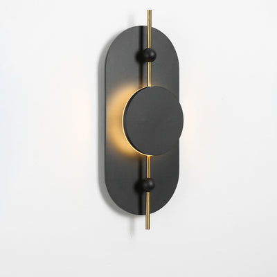 Modern Art Deco Round Oval Solid Wood Iron Splicing LED Wall Sconce Lamp For Living Room