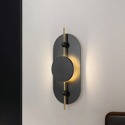 Modern Art Deco Round Oval Solid Wood Iron Splicing LED Wall Sconce Lamp For Living Room