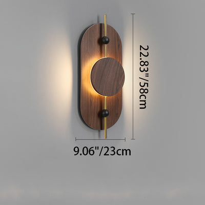 Modern Art Deco Round Oval Solid Wood Iron Splicing LED Wall Sconce Lamp For Living Room