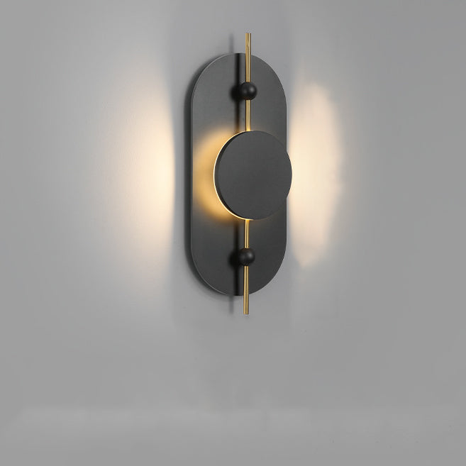 Modern Art Deco Round Oval Solid Wood Iron Splicing LED Wall Sconce Lamp For Living Room