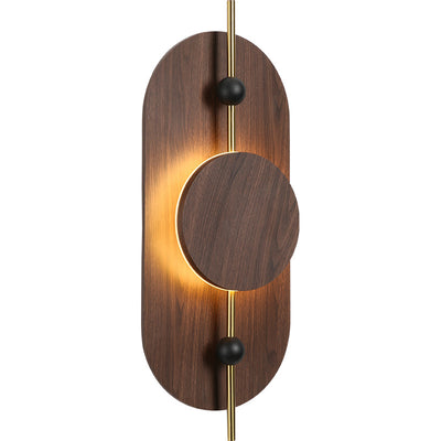 Modern Art Deco Round Oval Solid Wood Iron Splicing LED Wall Sconce Lamp For Living Room