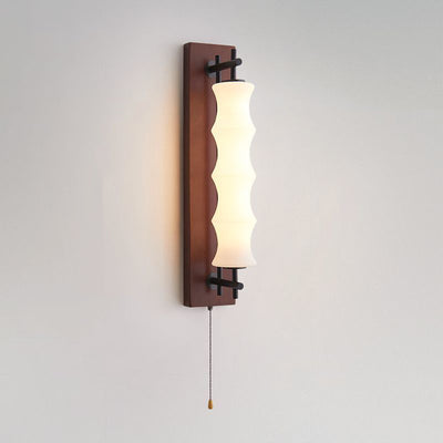 Contemporary Retro Rectangular Cylinder Solid Wood Iron Glass LED Wall Sconce Lamp For Living Room