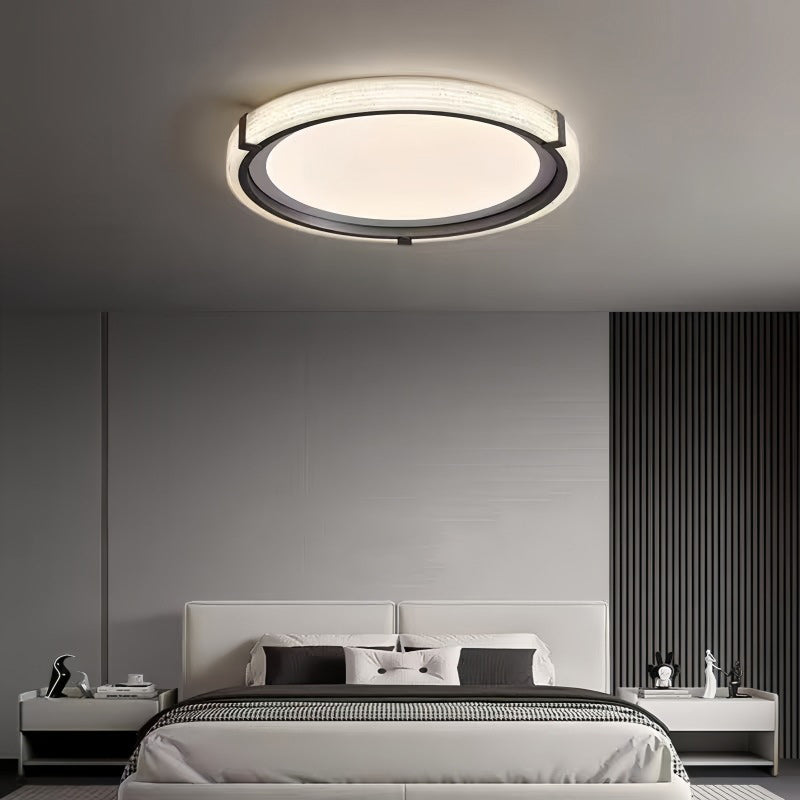 Contemporary Scandinavian Round Aluminum Hardware Acrylic LED Flush Mount Ceiling Light For Bedroom