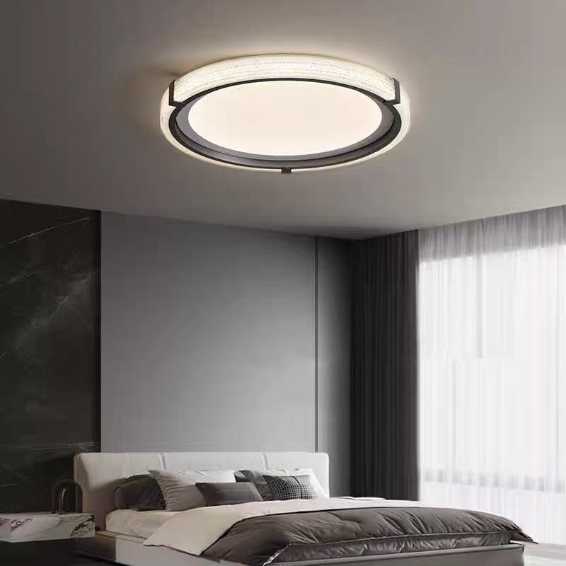 Contemporary Scandinavian Round Aluminum Hardware Acrylic LED Flush Mount Ceiling Light For Bedroom