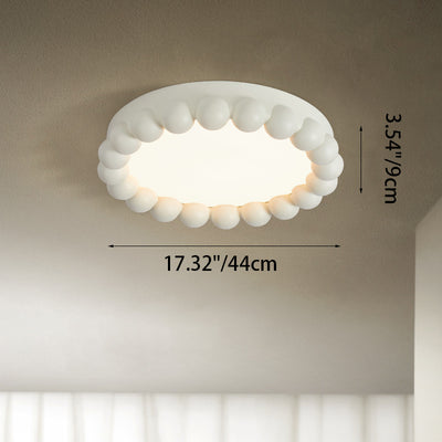 Contemporary Nordic Round Cake Shape Fiberglass Acrylic LED Flush Mount Ceiling Light For Bedroom