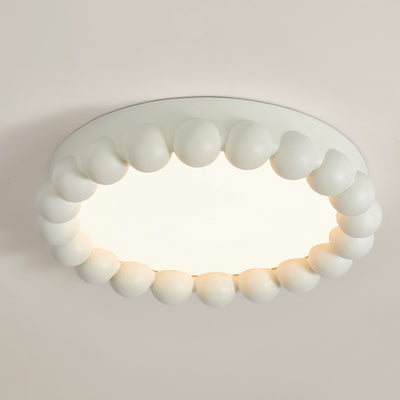 Contemporary Nordic Round Cake Shape Fiberglass Acrylic LED Flush Mount Ceiling Light For Bedroom