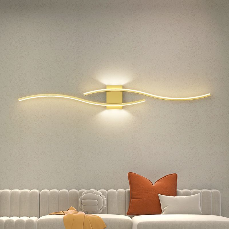 Modern Minimalist Long Curve Iron Acrylic LED Wall Sconce Lamp For Living Room