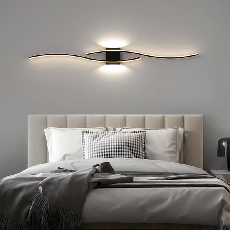 Modern Minimalist Long Curve Iron Acrylic LED Wall Sconce Lamp For Living Room