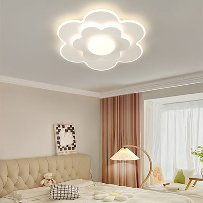 Contemporary Nordic Square Oval Flower PE Iron LED Flush Mount Ceiling Light For Bedroom