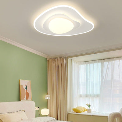 Contemporary Nordic Square Oval Flower PE Iron LED Flush Mount Ceiling Light For Bedroom