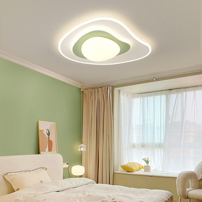 Contemporary Nordic Square Oval Flower PE Iron LED Flush Mount Ceiling Light For Bedroom