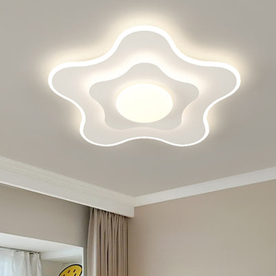 Contemporary Nordic Square Oval Flower PE Iron LED Flush Mount Ceiling Light For Bedroom