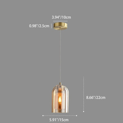 Modern Art Deco Dome Glass Lampshade Hardware Bottle 1 - Light Pendant Light For Living Room