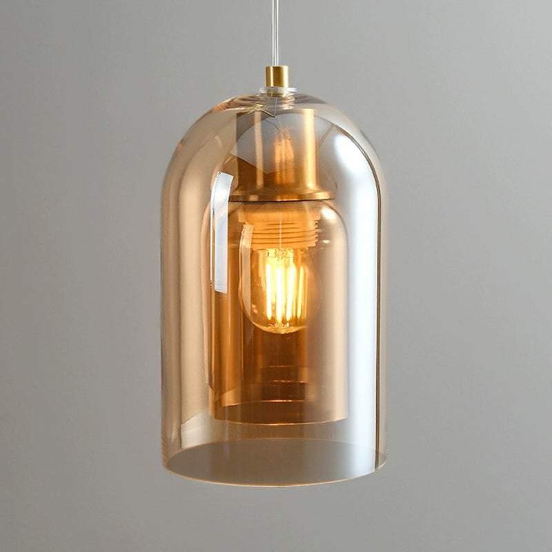 Modern Art Deco Dome Glass Lampshade Hardware Bottle 1 - Light Pendant Light For Living Room