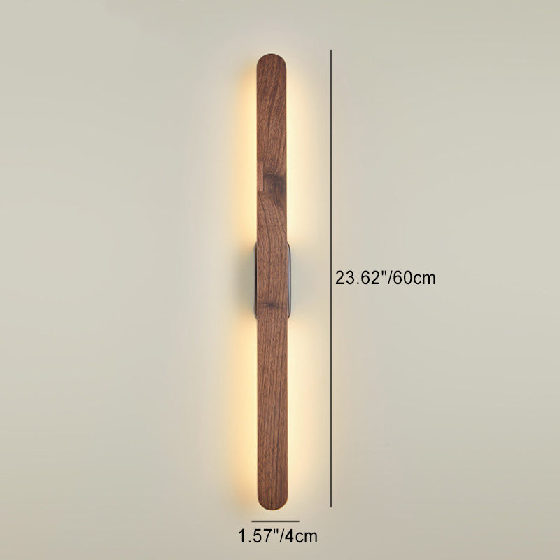 Contemporary Retro Long Strip Black Walnut Copper LED Wall Sconce Lamp For Living Room