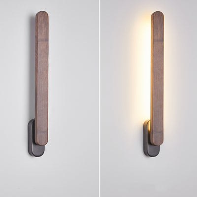 Contemporary Retro Long Strip Black Walnut Copper LED Wall Sconce Lamp For Living Room